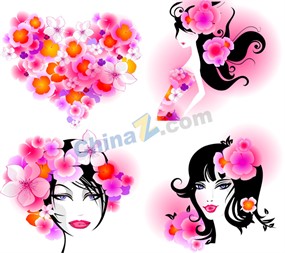 粉色时尚女郎插画矢量素材